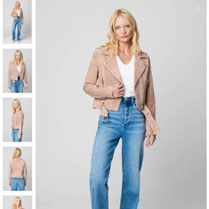 Brand New Desert Rose Cropped Suede Moto Jacket Leather L